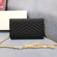 Leather shoulder bags chain purse fashion clutch lady chain cowhide handbags presbyopic card hold... | DHGate
