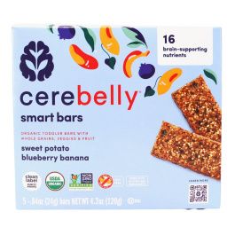 Cerebelly Organic Smart Bar With Brain-Supporting Nutrients Sweet Potato Blueberry Banana, 5 Bars | Natura Market