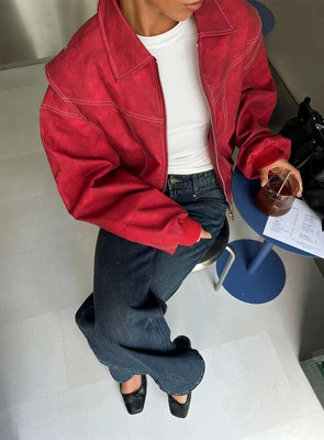 Vista Bomber Jacket Crimson | Princess Polly US