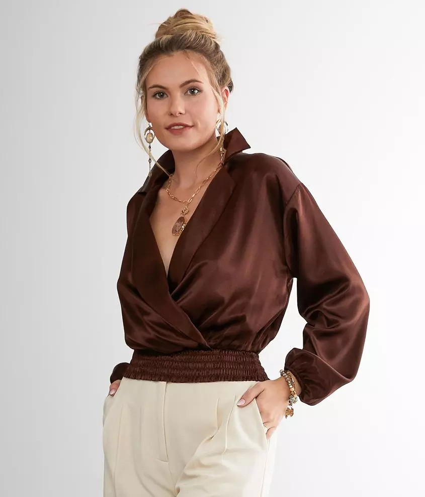 Collared Satin Top | Buckle