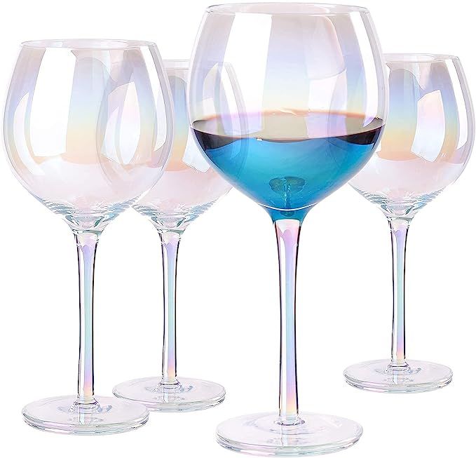 SUNNOW Vastto 17 Ounce Iridescent Balloon Crystal Wine Glass,for Home Dinning, Bar and Party,Set ... | Amazon (US)