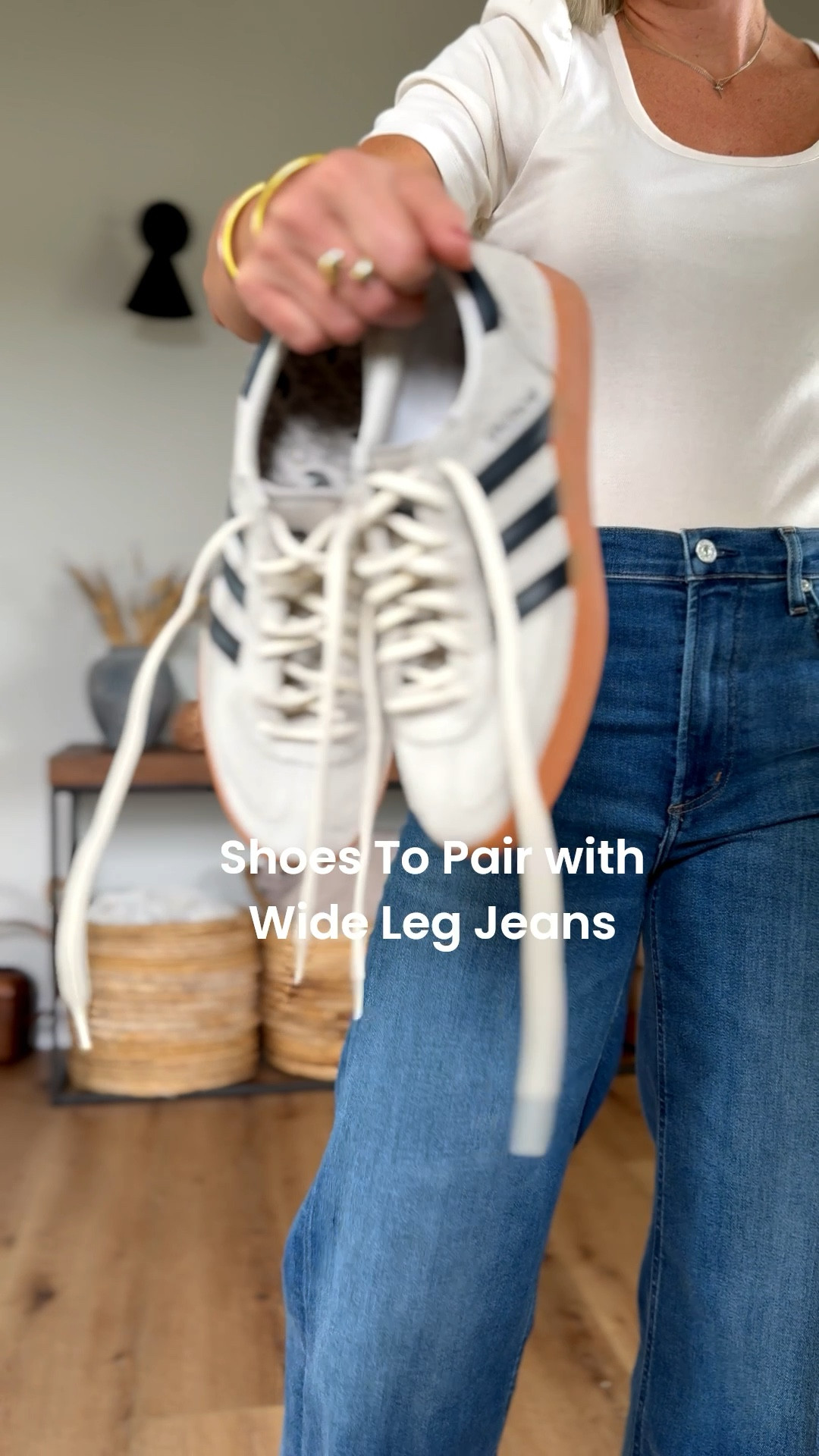 Shoes to pair with wide leg jeans- love this effortless, casual look with sneakers + a quilted jacket with a medium wash pair of wide leg jeans.

Wearing my tts 28 in the jeans & size 6 in the jacket 

#LTKOver40 #LTKSeasonal #LTKStyleTip