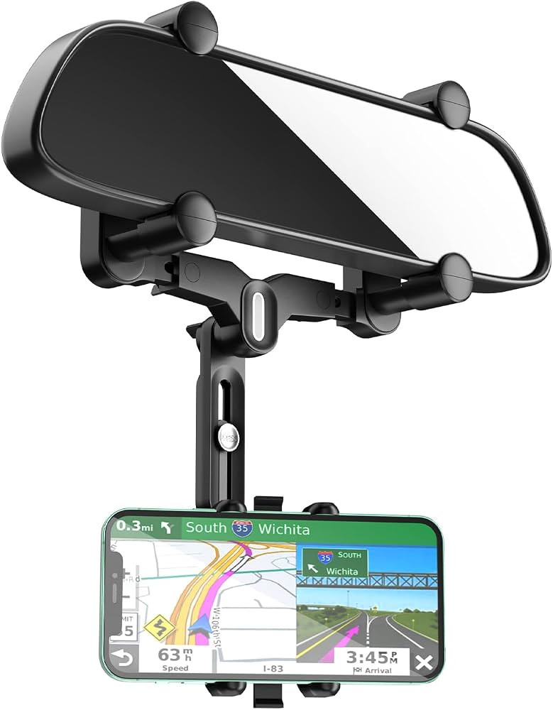 Rear View Mirror Phone Holder, Large Rear Mirrors Friendly, Phone Mount for Car, 2023 Upgraded 4 ... | Amazon (US)