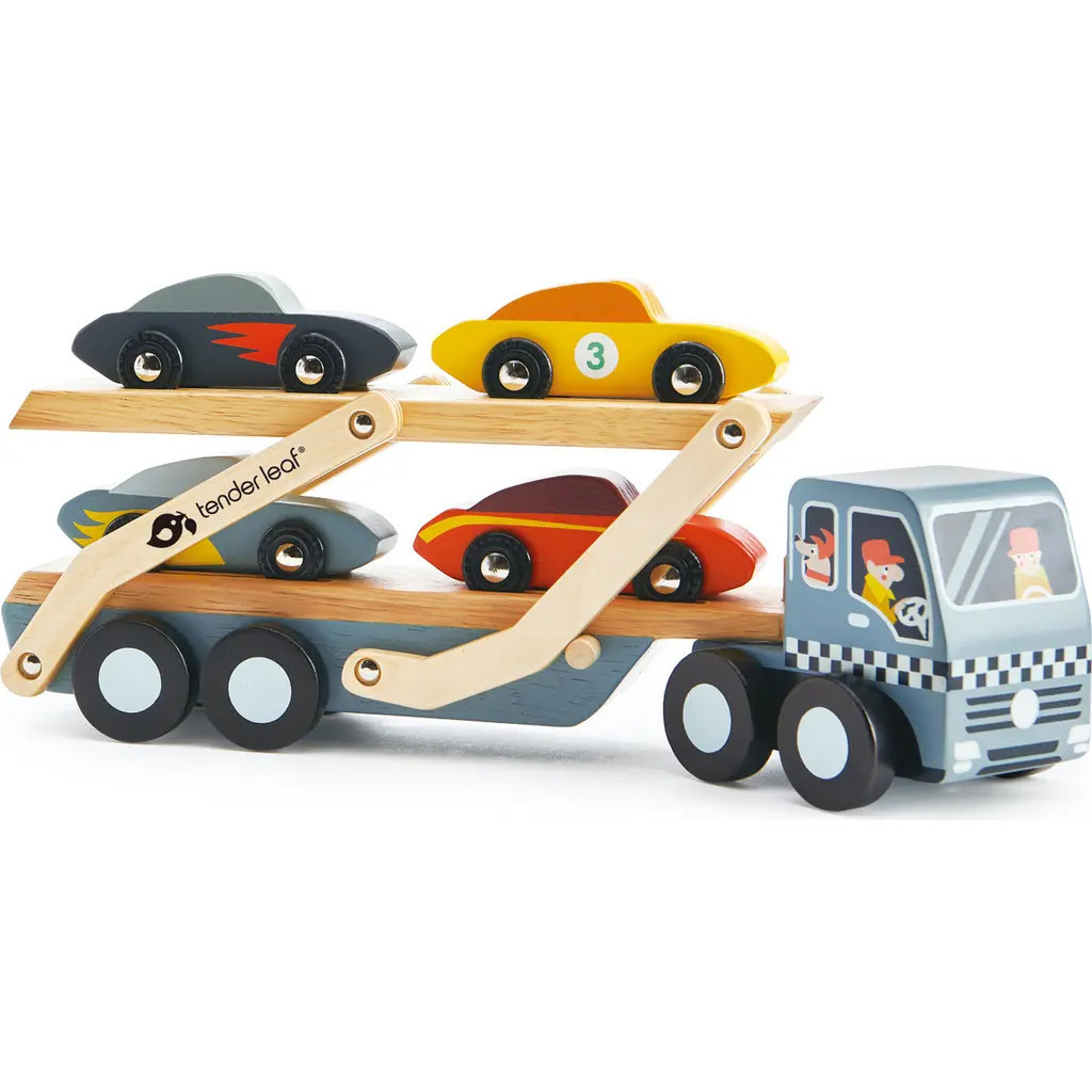 Tender Leaf Toys Car Transporter Wooden Toy Set in Multi at Nordstrom | Nordstrom