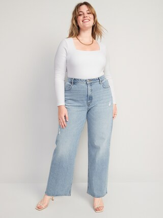 Extra High-Waisted Ripped Wide-Leg Jeans for Women | Old Navy (US)