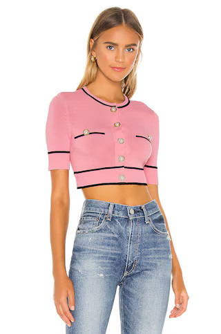 Lovers and Friends Pearl Short Sleeve Cardigan in Pink & Black from Revolve.com | Revolve Clothing (Global)