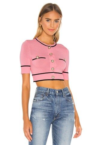 Lovers and Friends Pearl Short Sleeve Cardigan in Pink & Black from Revolve.com | Revolve Clothing (Global)