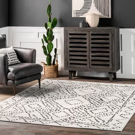 Gray Dotted Diamond Trellis Area Rug | Rugs USA