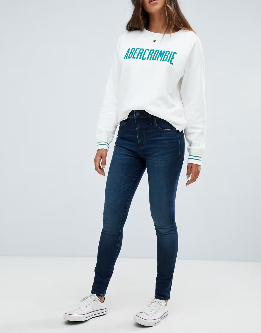 Abercrombie & Fitch - Jeans stretch super skinny vita alta-Blu | ASOS (Global)