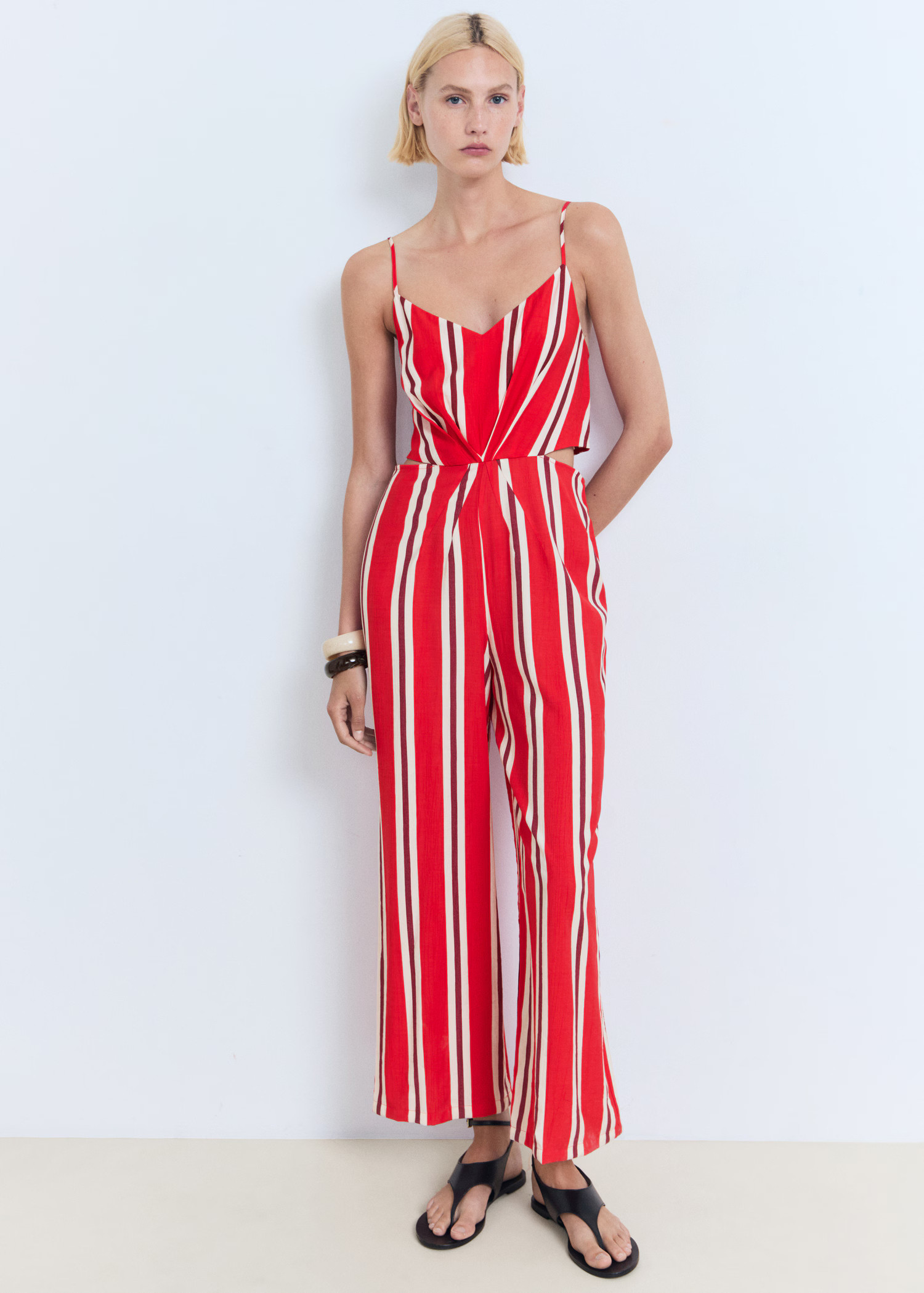 Striped jumpsuit with cut-out | Mango (US/MX/AU)