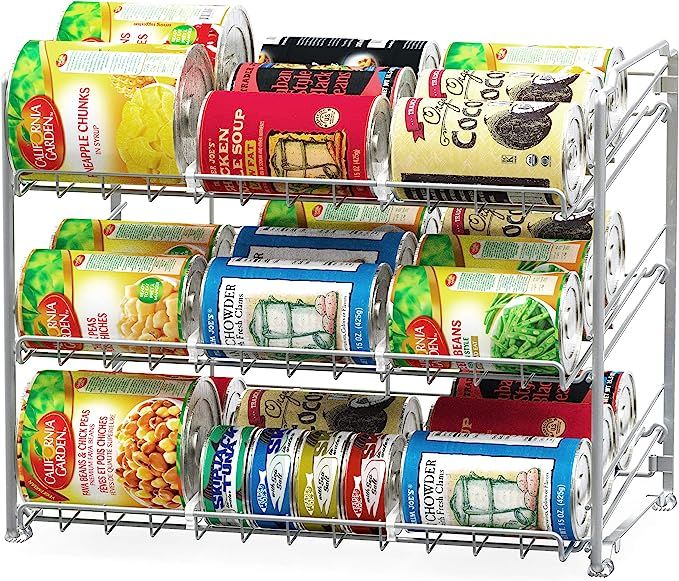 SimpleHouseware Stackable Can Rack Organizer, Silver | Amazon (US)