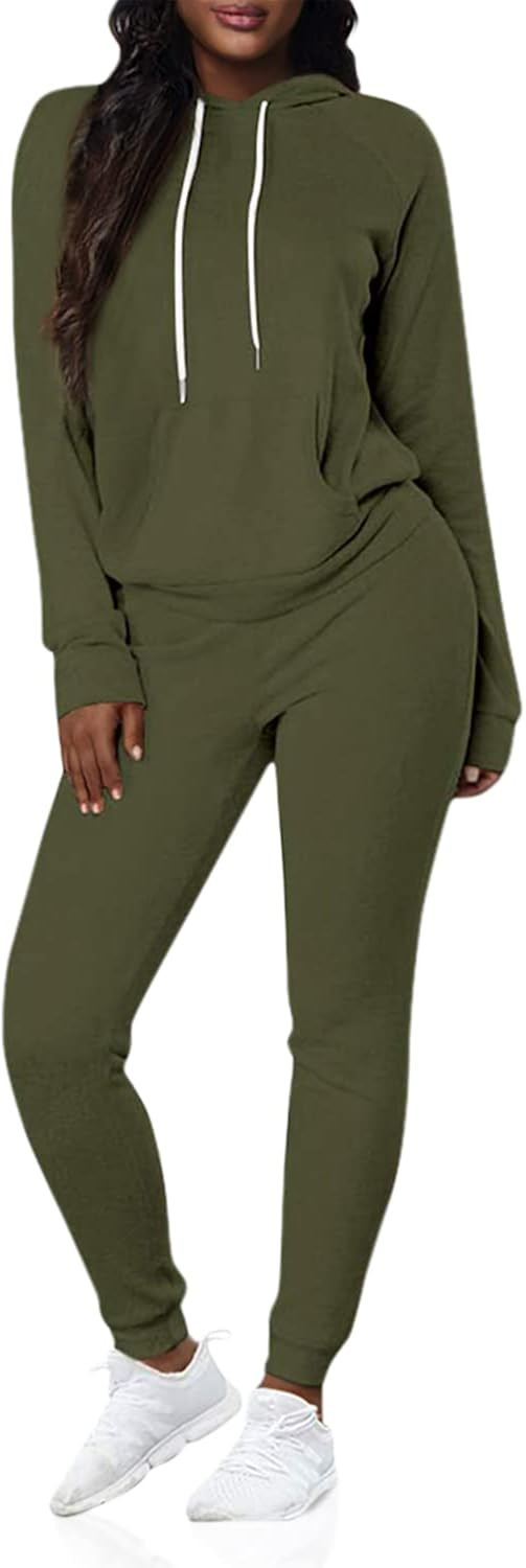 Fixmatti Women Pullover Hoodie Pockets Sweatpants Sport Jogger Sweatsuit | Amazon (US)