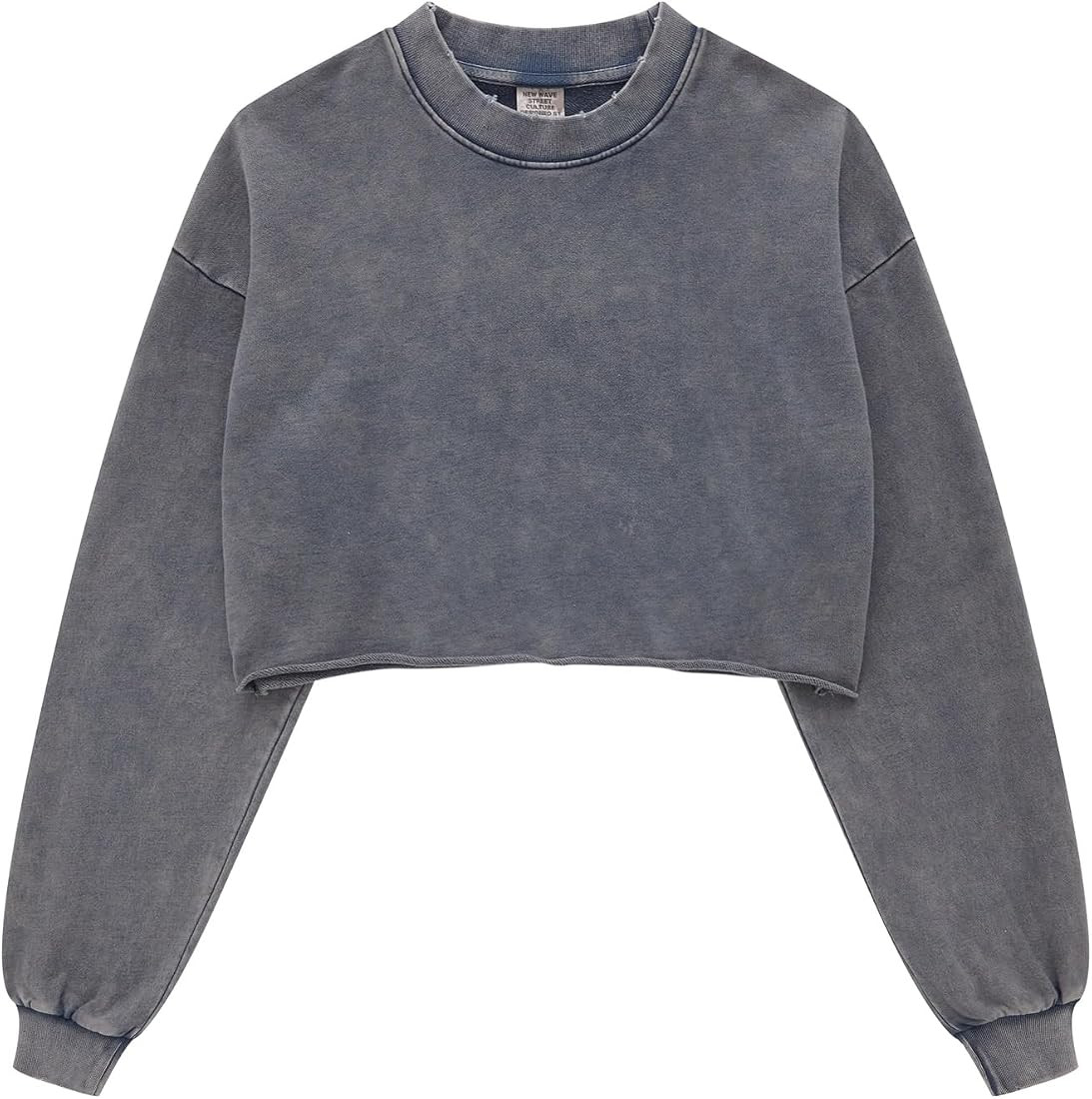 BINTEHGS Acid Wash Cropped Sweatshirts for Women Vintage Crewneck Sweatshirt Long Sleeve Crop Top... | Amazon (US)