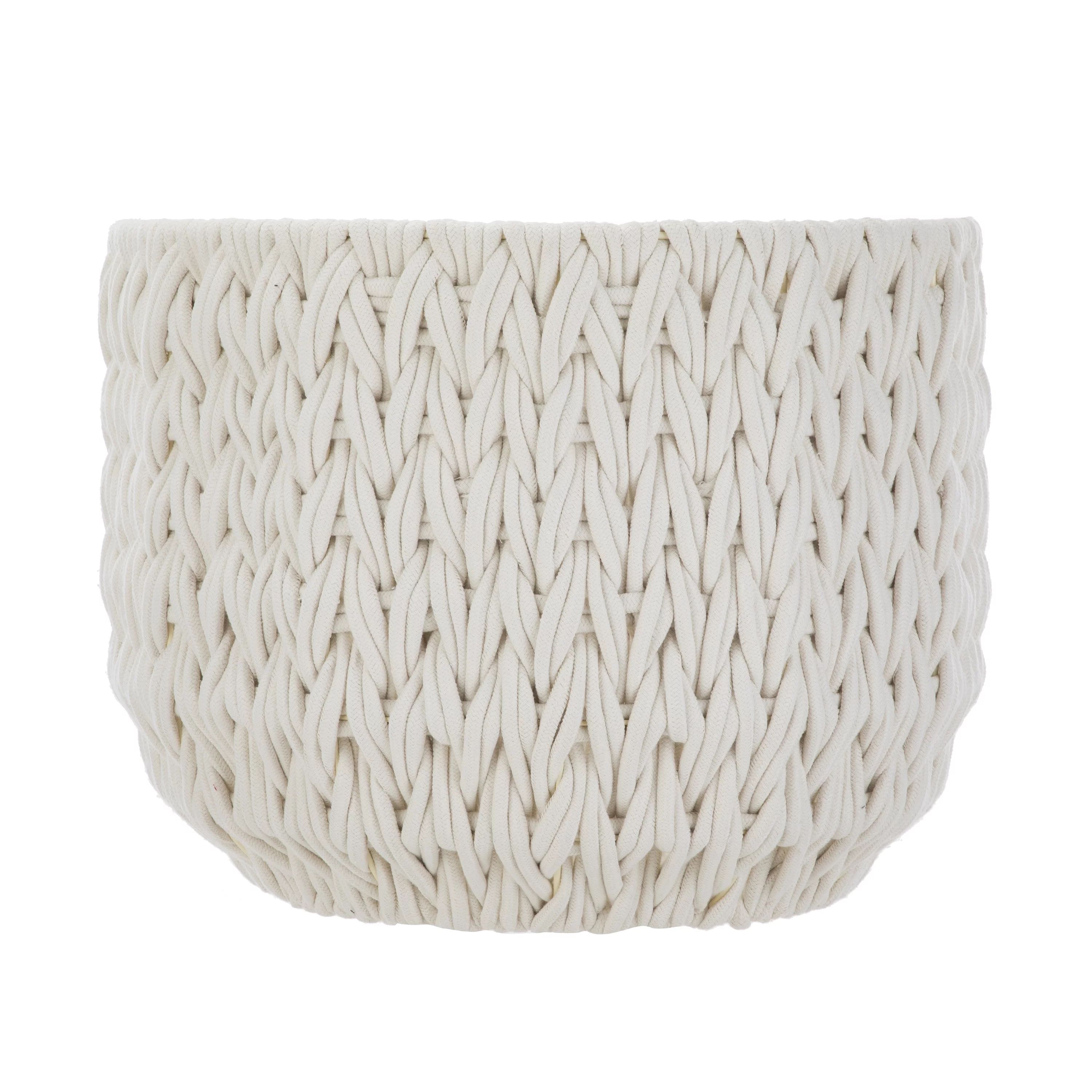 Better Homes & Gardens Closed Weave Polyester White Decorative Storage Basket | Walmart (US)