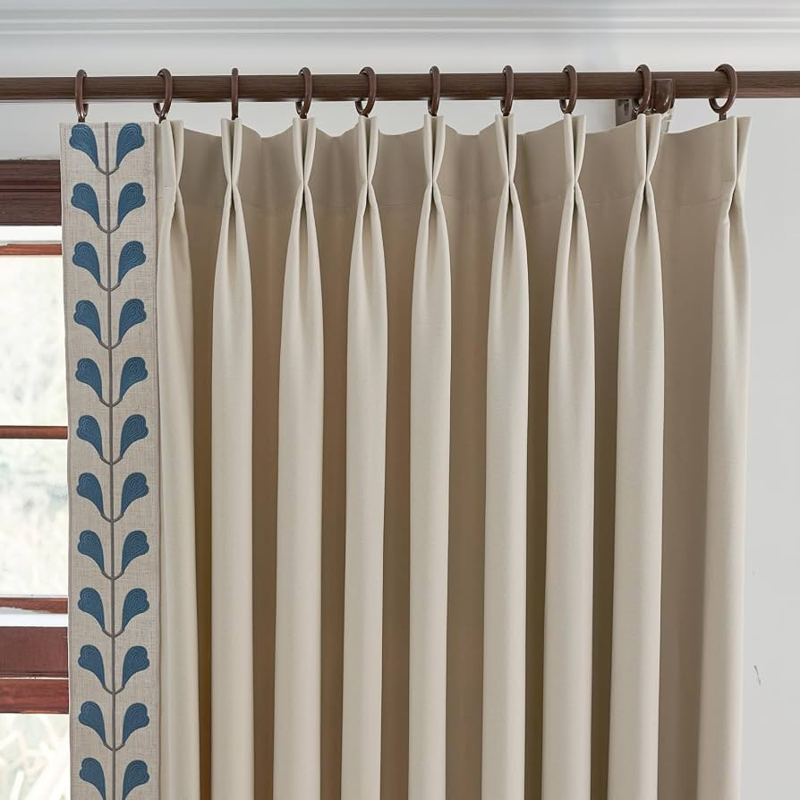 VisionaryHomeDesign Cotton Linen Curtains, Beige Pinch Pleat Curtains, Tape Trim Drapes for Home ... | Amazon (US)