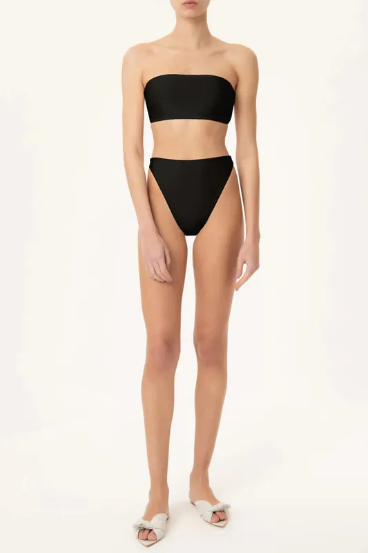 Adriana Degreas Solid High-Leg Bandeau Bikini - Black - M | Verishop