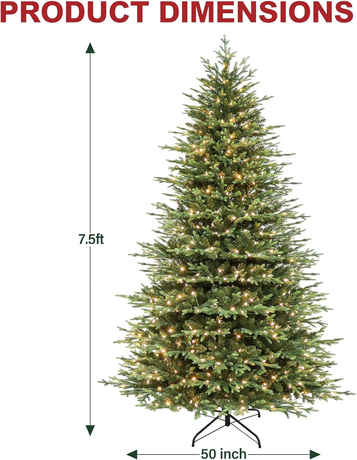 Hykolity 7.5 ft Prelit Christmas Tree with Realistic PE Foliage | Amazon (US)