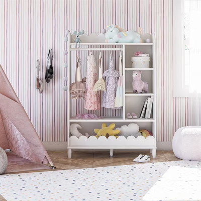 Max & Finn Cloud Kids Dress Up Wardrobe with Toy Storage, White | Target