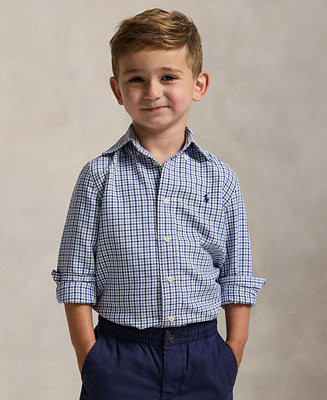 Toddler and Little Boys Striped Cotton Poplin Shirt | Macy's