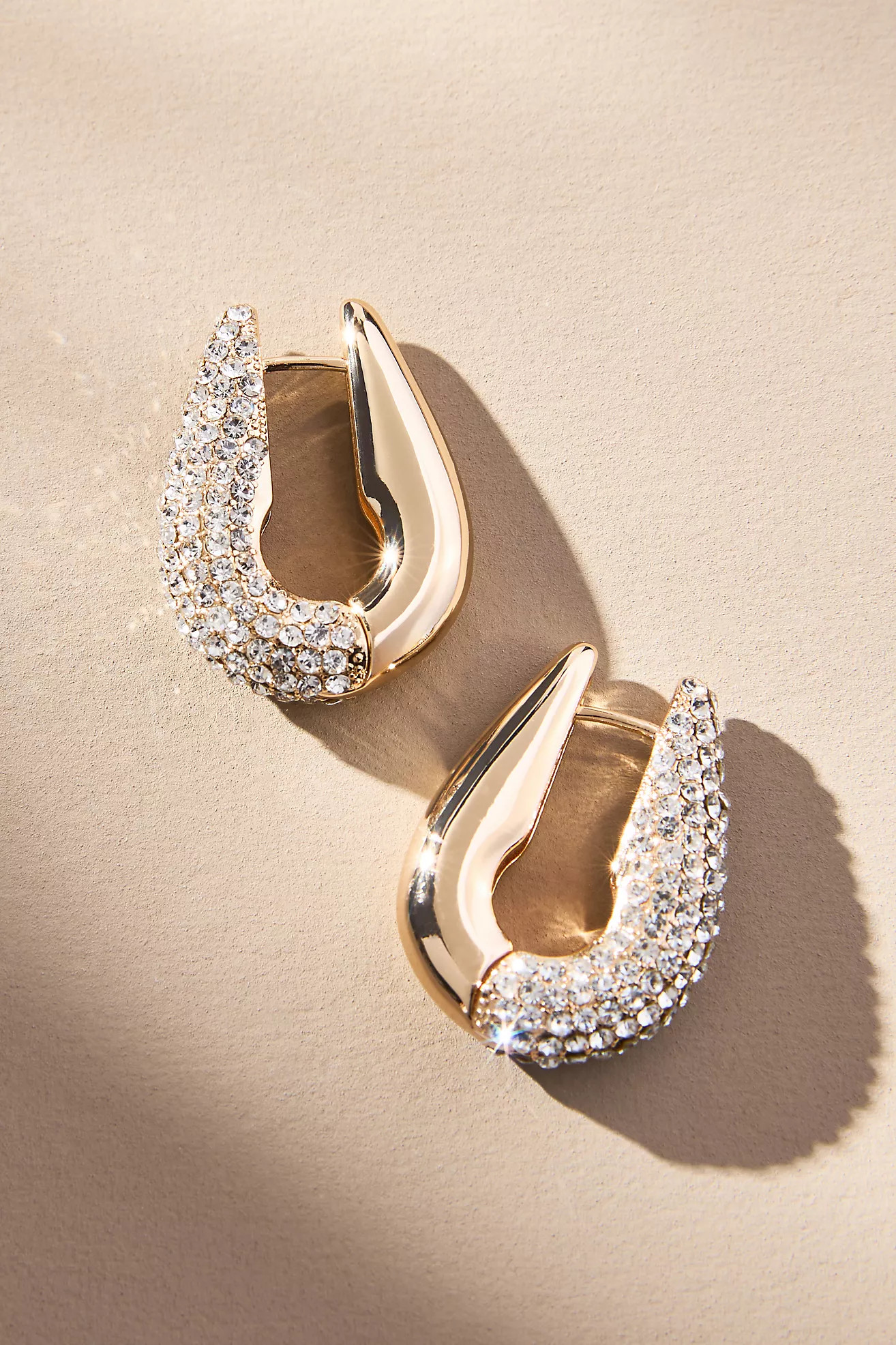 Half-Pavé Oval Earrings | Anthropologie (US)