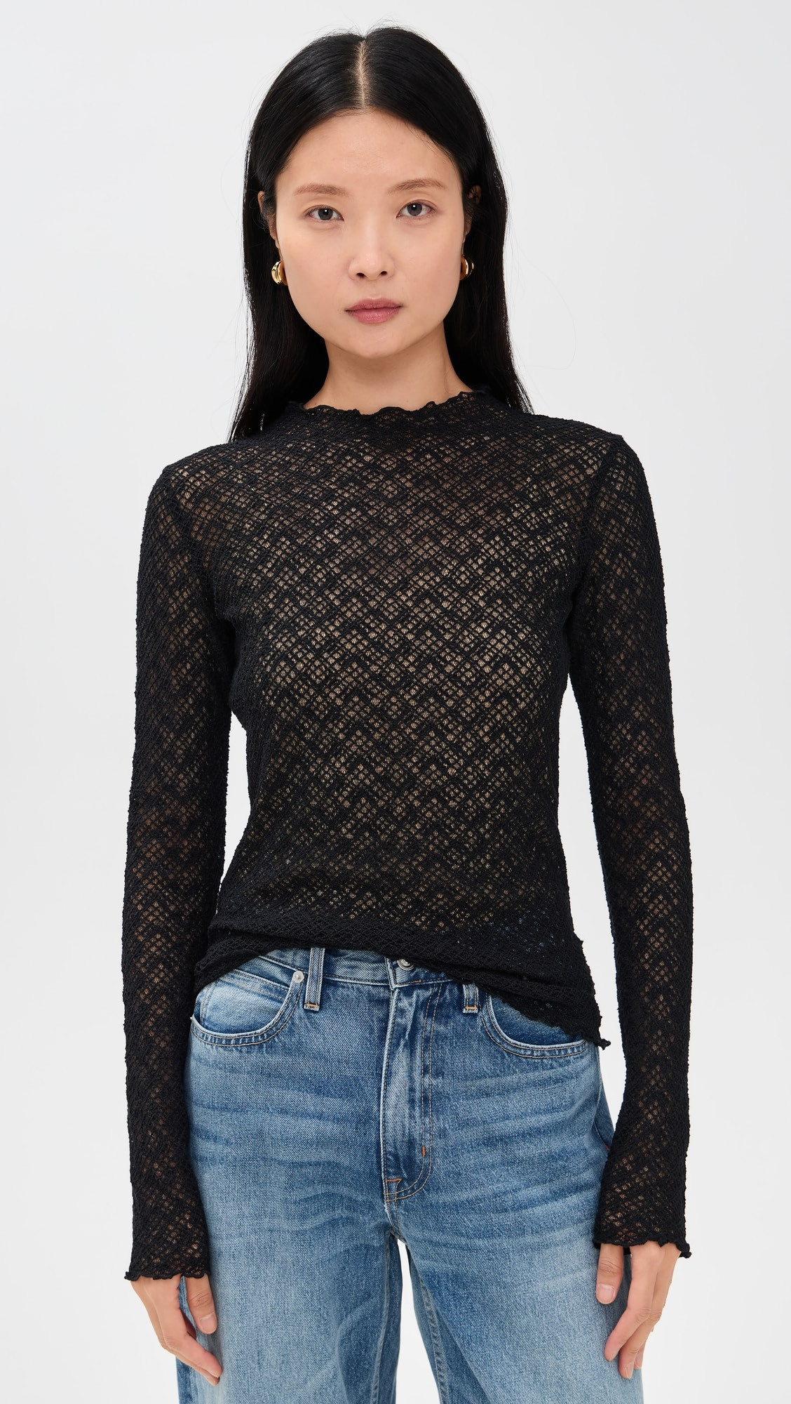 Lace Mock Neck Top | Shopbop