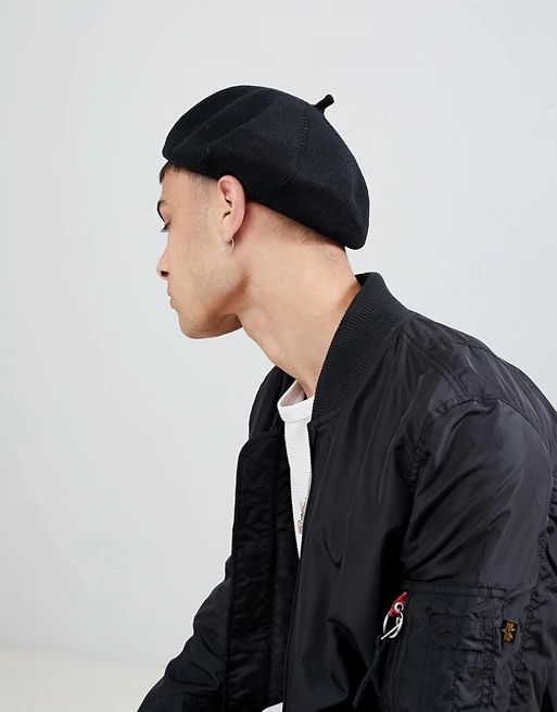 ASOS DESIGN beret hat in black knitted fabric | ASOS UK