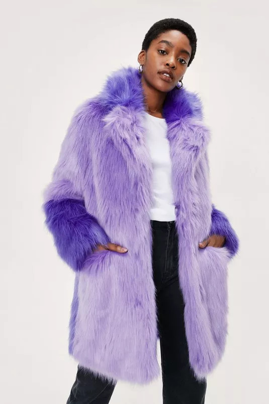 Ombre Faux Fur Two Tone Coat | Nasty Gal (US)