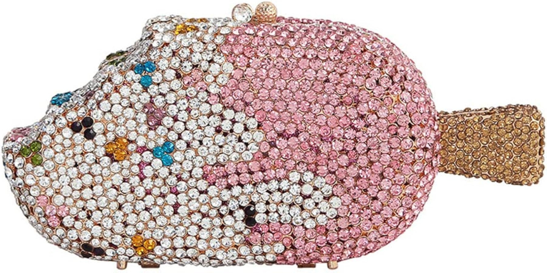 Women Ice Cream Shaped Evening Clutch Glitter Full Rhinestones Bag Girl Summer Dress Shoulder Bag | Amazon (US)