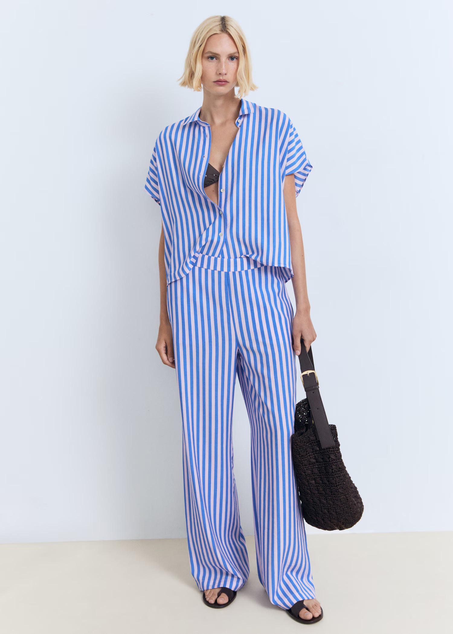 Short sleeve striped shirt - Women | MANGO USA | Mango (US/MX/AU)