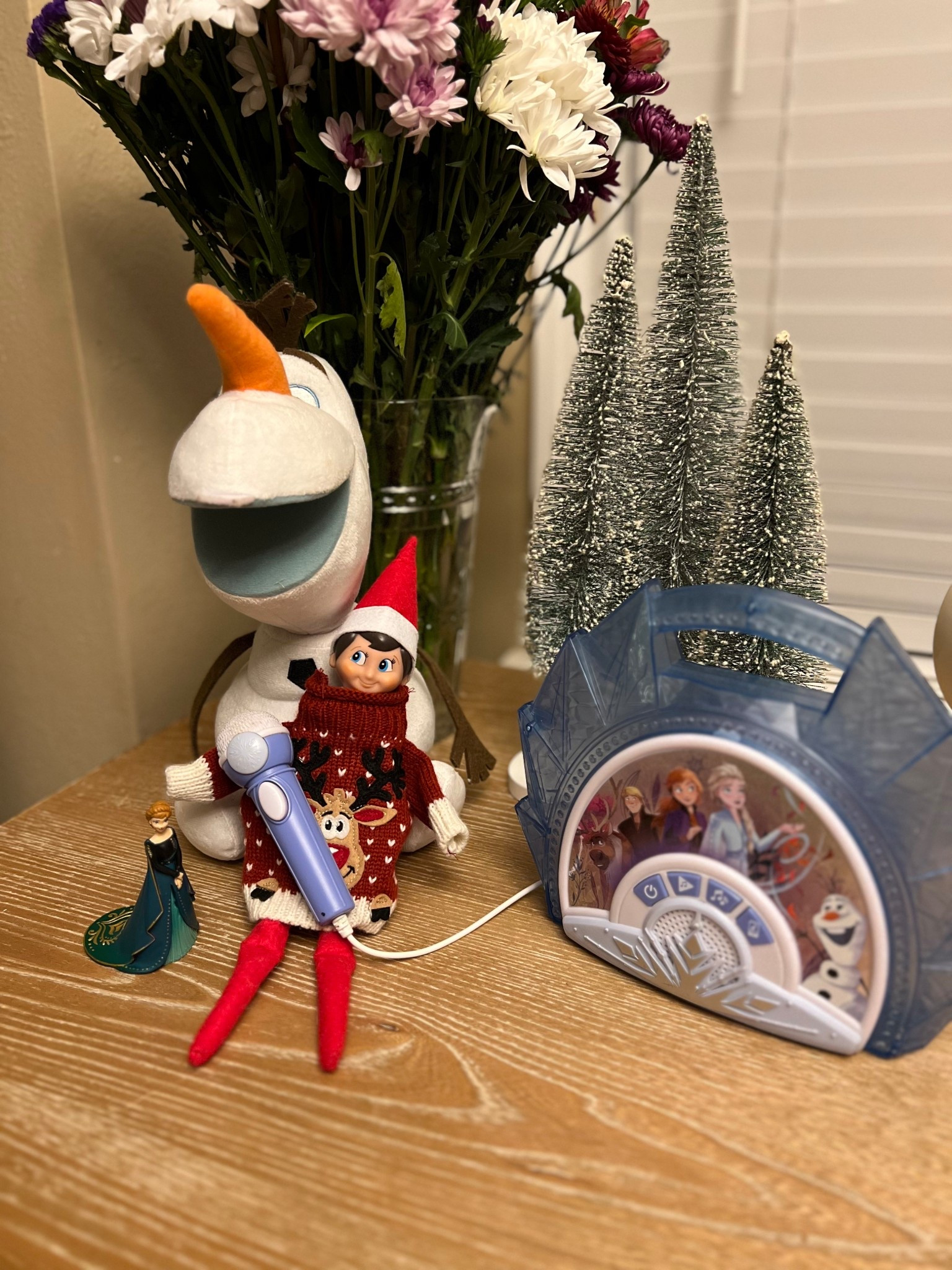 Last few moments with our elf! Today is Frozen karaoke party over here! Olaf & Anna are attending! Elf on the shelf idea. #LTKmomlife

#LTKKids #LTKGiftGuide #LTKHoliday