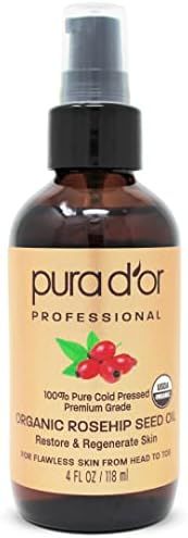 Amazon.com: PURA D'OR Organic Rosehip Seed Oil (4oz / 118mL) 100% Pure Cold Pressed USDA Certifie... | Amazon (US)