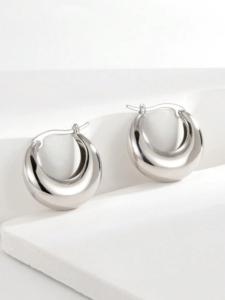 Charm-In 1 par de pendientes aro gruesos chapados en oro y plata para mujeres - Hipoalergénicos ... | SHEIN