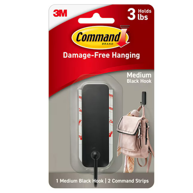 Command Medium Decorative Black Adhesive Storage/Utility hook ( 3-lb Capacity) | Lowe's