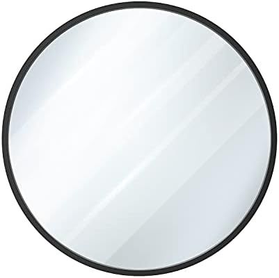 USHOWER 30 Inch Black Round Mirror for Wall, Metal Frame Large Circle Mirror for Bathroom, Bedroo... | Amazon (US)