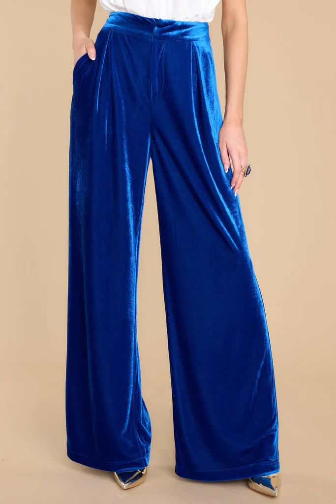 Still Bejeweled Royal Blue Velvet Pants | Red Dress 