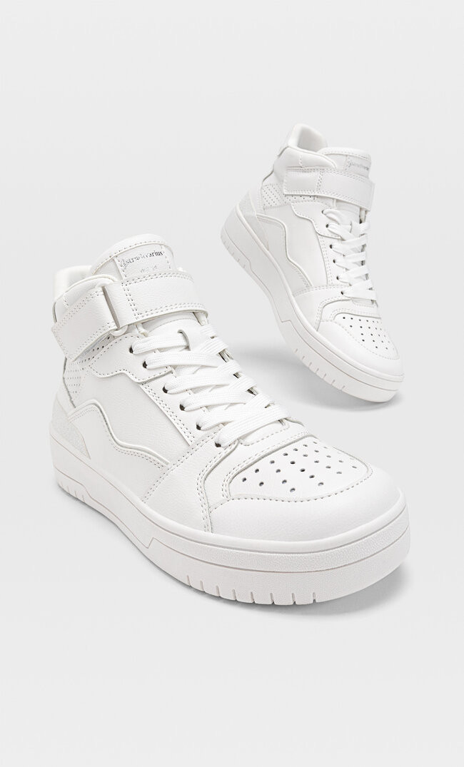 White high-top trainers - Women's Trainers | Stradivarius United Kingdom | Stradivarius (UK)