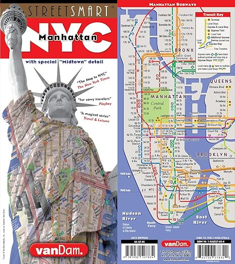 StreetSmart NYC Map Midtown Edition by Van Dam-Laminated pocket city street map of Manhattan w/ a... | Amazon (US)