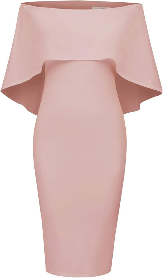 GRACE KARIN Women's Off Shoulder Batwing Cape Slim Midi Dress | Amazon (US)