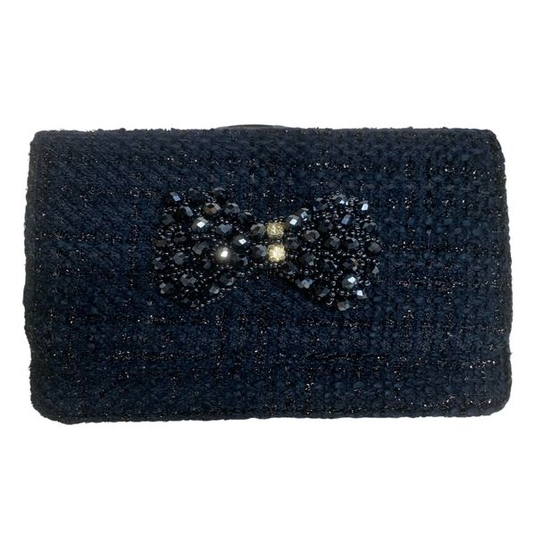 Navy Tweed Coco  with Rhinestone Bow - Belle of the Ball | Lisi Lerch Inc
