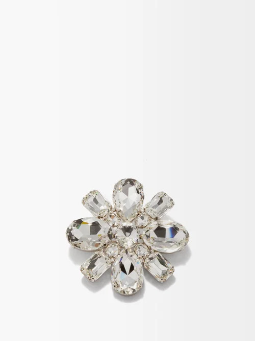 Alessandra Rich - Crystal-pavé Floral Brooch - Womens - Silver | Matches (UK)