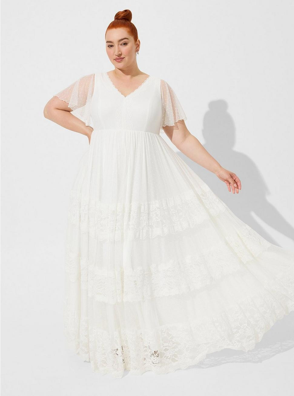 Ivory Lace A-line Boho Wedding Dress | Torrid (US & Canada)