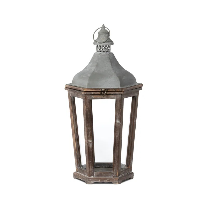 Park Hill Wood & Galvanized Metal Lantern Medium | Wayfair | Wayfair North America