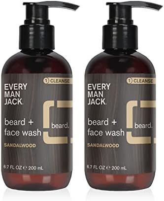 Every Man Jack Beard and Face Wash, Sandalwood Fragance, 6.7 FL OZ / 200mL (Pack of 2) | Amazon (US)