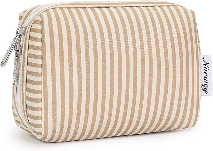 Narwey Small Striped Makeup Bag for Purse Mini Cosmetic Bag Travel Makeup Pouch Zipper Pouch Cute... | Amazon (US)