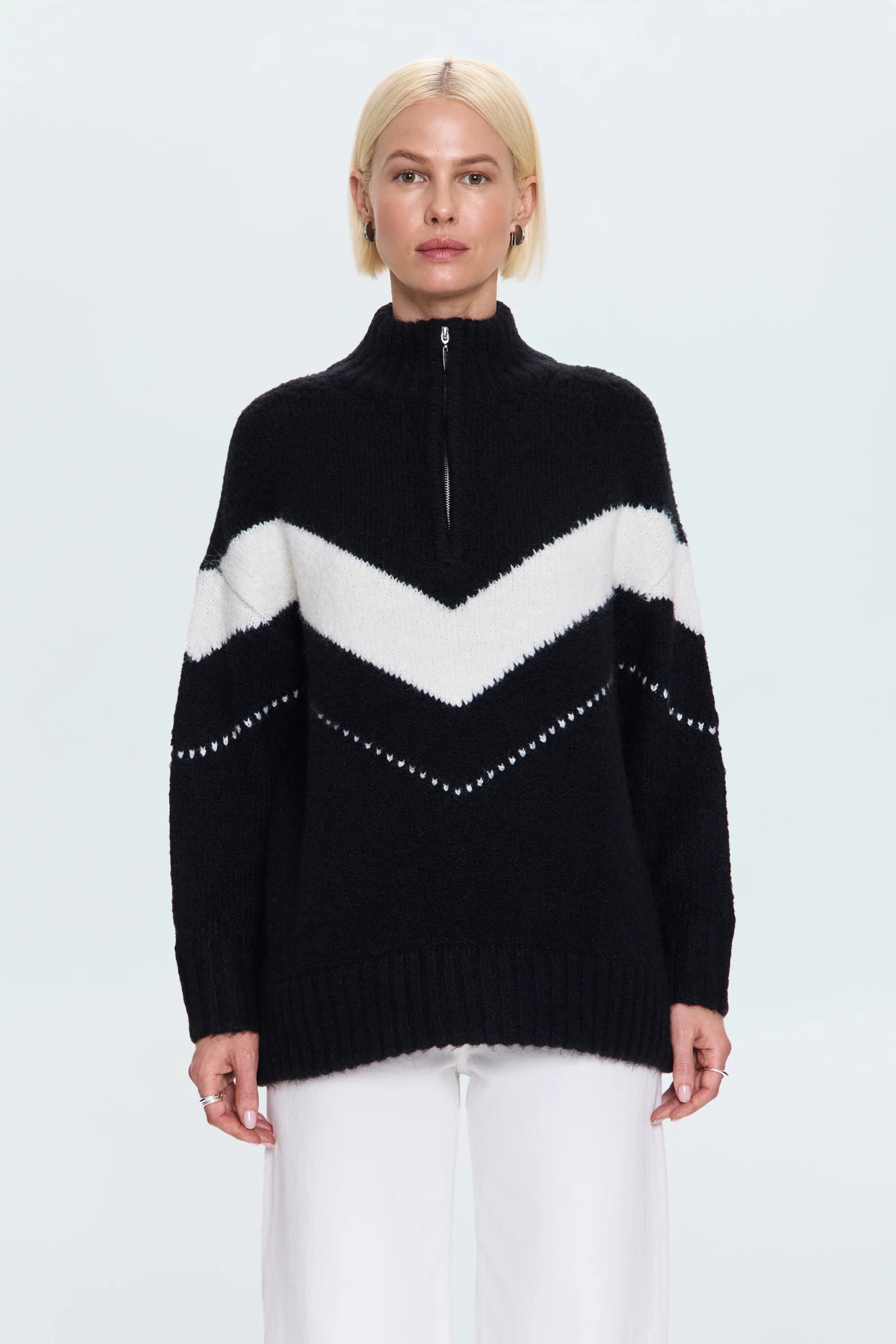 Arden Chevron Colorblock Sweater - Black Vanilla Ice | Pistola Denim