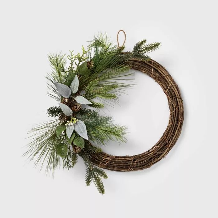 24" LED Mixed Greenery Decorated Vine Artificial Christmas Wreath - Wondershop™ | Target