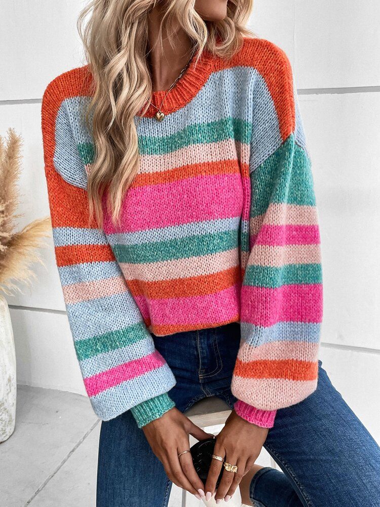 Color Block Drop Shoulder Sweater | SHEIN