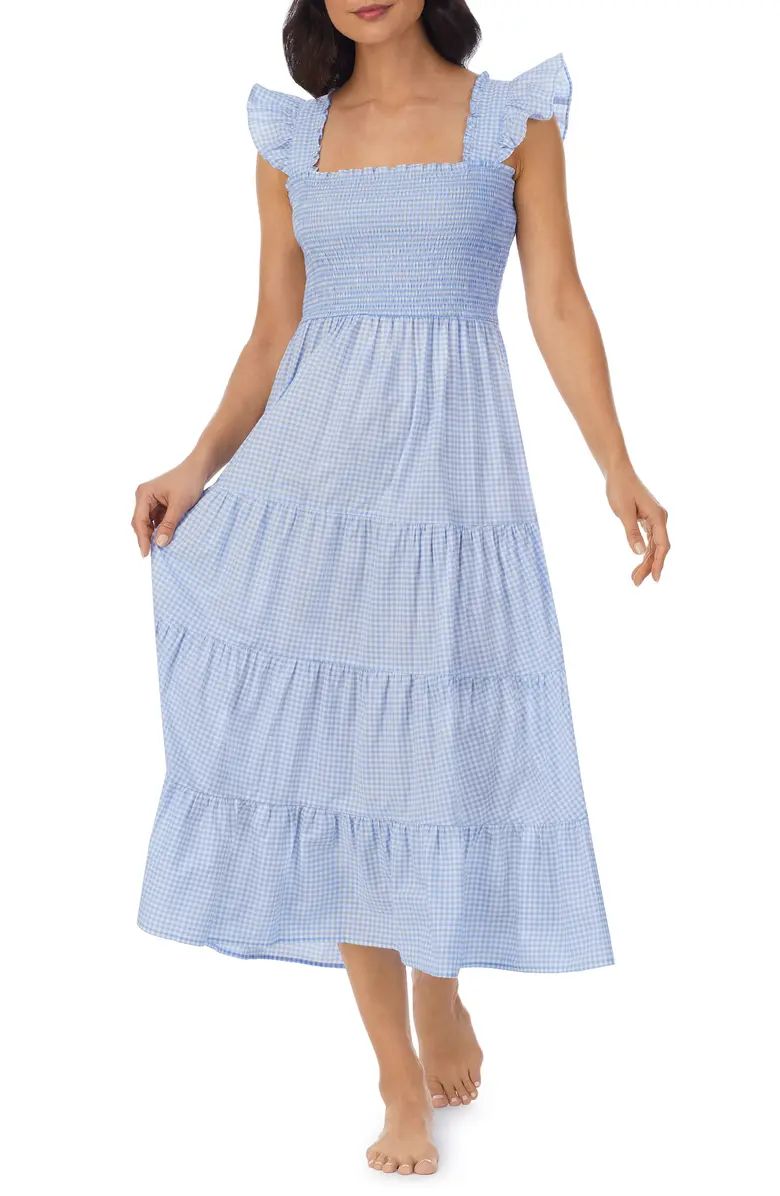 Smocked Bodice Tiered Nightgown | Nordstrom