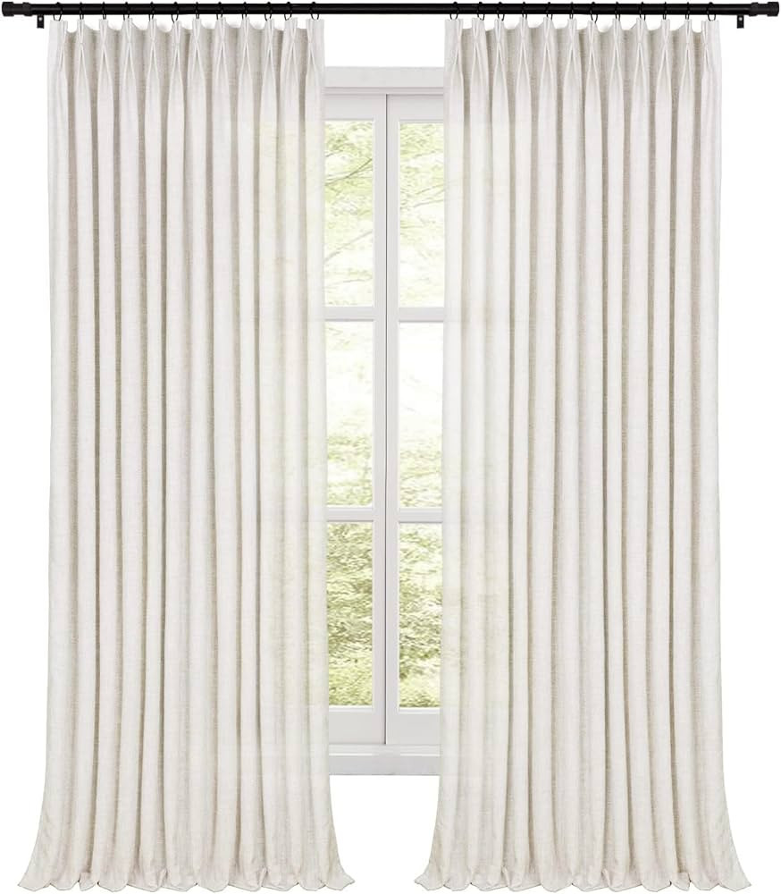 Pinch Pleated Curtains 96 Inches Long,Unlined Room Darkening Drapes for Living Room,Lille Linen P... | Amazon (US)