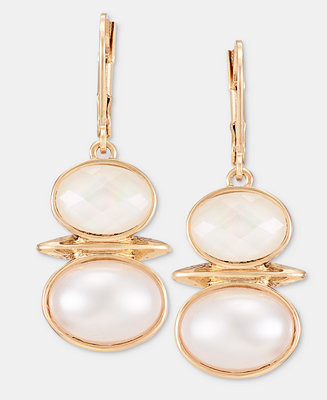 Anne Klein Stone & Mother-of-Pearl Snowman Drop Earrings - Macy's | Macy's